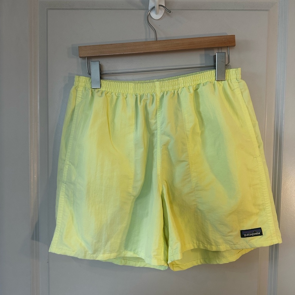Vintage Patagonia Neon Yellow Lined Swim Trunks Shorts, Size Medium